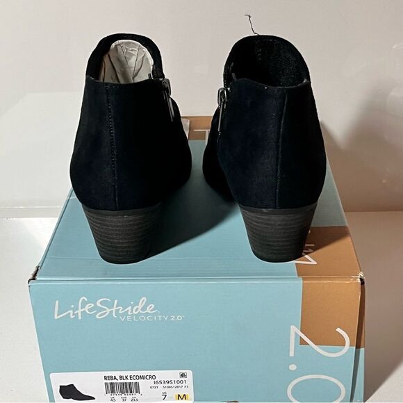 LifeStride Reba Faux Suede Ruched Heels Booties - Picture 5 of 6